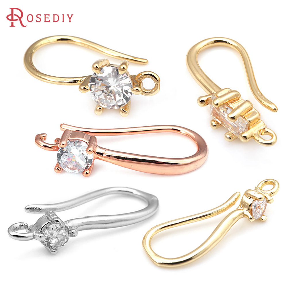 Jewelry Making Earring Supplies - 18 K Altın Rengi Pirinç Zirkon