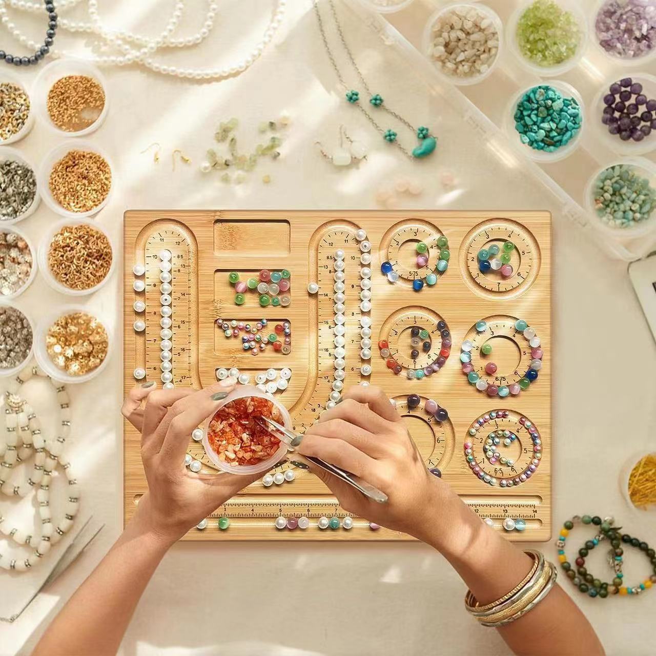 Jewelry Making Organizer - 8 tipi ahşap akın boncuk tepsisi