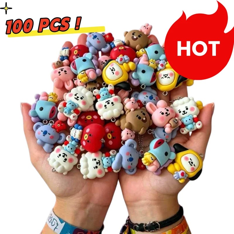 Jewelry Making Earring Supplies - 7 adet BT21 Reçine Karikatür Figür