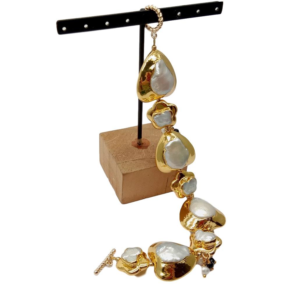 YYGEM doğal Kalp ve Çiçek Şekl - Toggle Clasp Gold incelemesi ve fiyatı