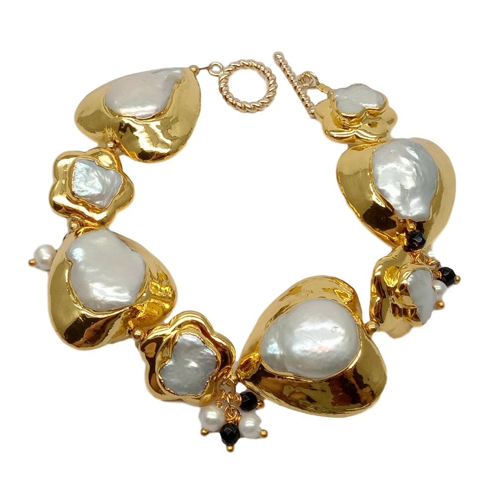 YYGEM doğal Kalp ve Çiçek Şekl - Toggle Clasp Gold incelemesi ve fiyatı