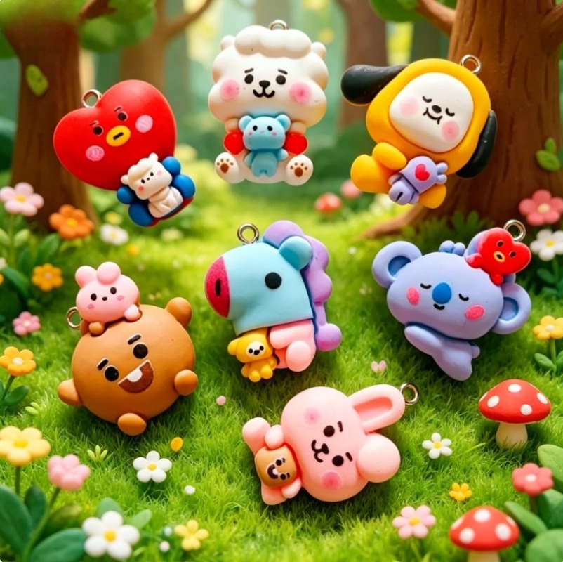 7 adet BT21 Reçine Karikatür F - Jewelry Making Earring Supplies incelemesi ve fiyatı